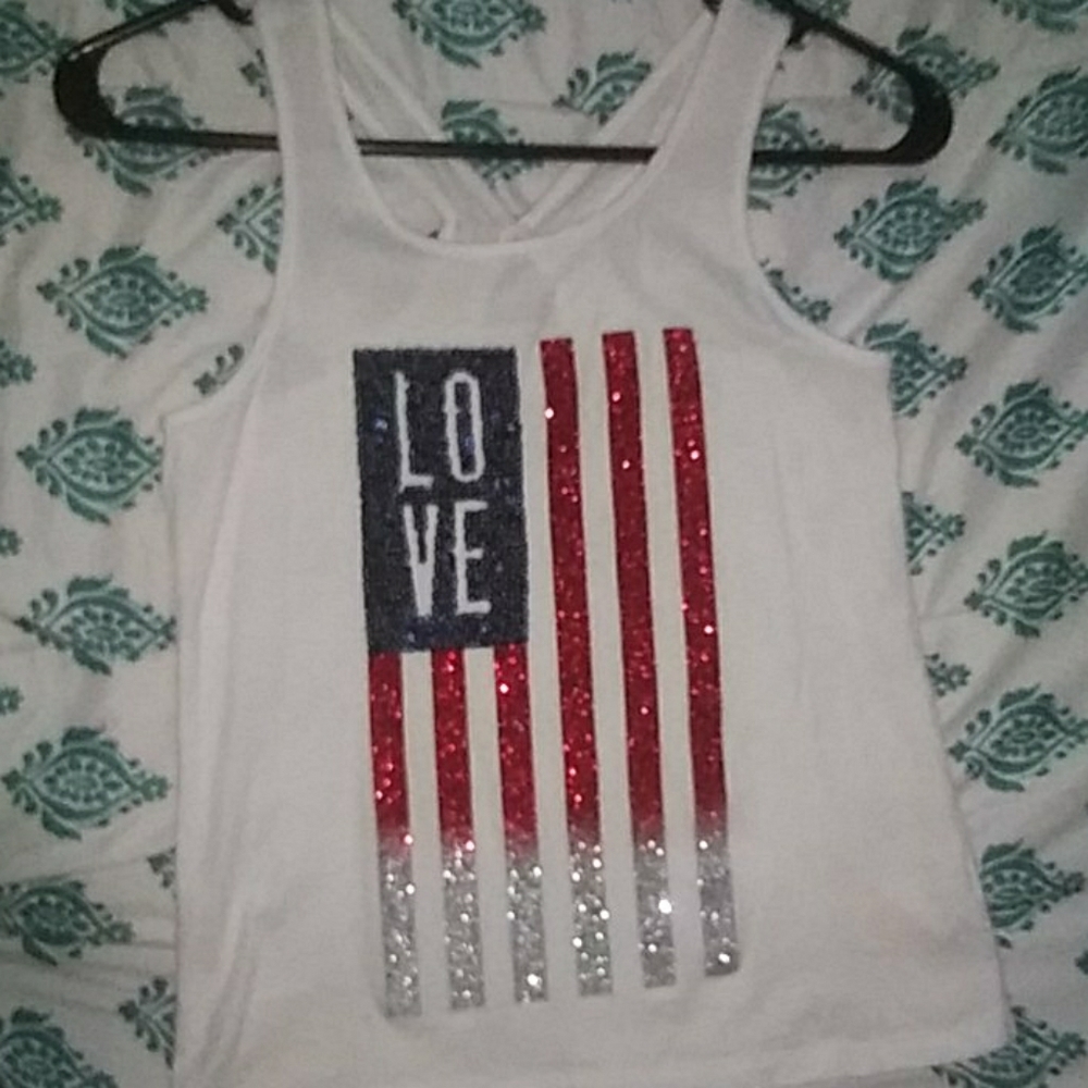A red, white, and blue shirt